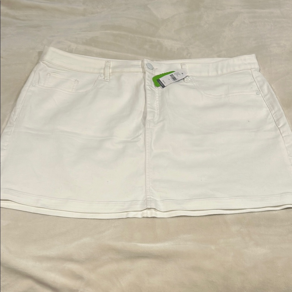 Lane Bryant White Denim Mini Skirt
